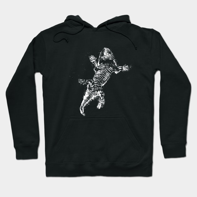 Bearded Dragon Lizard Skeleton Vintage Black white Graphics Hoodie by joannejgg